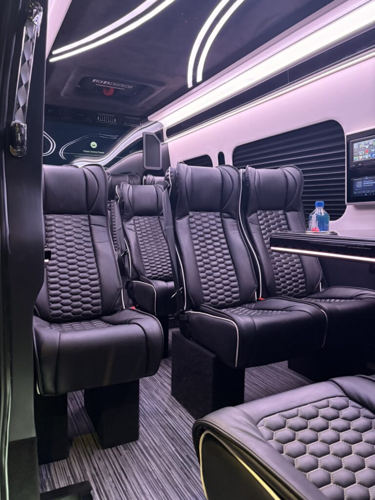 Sprinter captain's chairs with ambient lighting